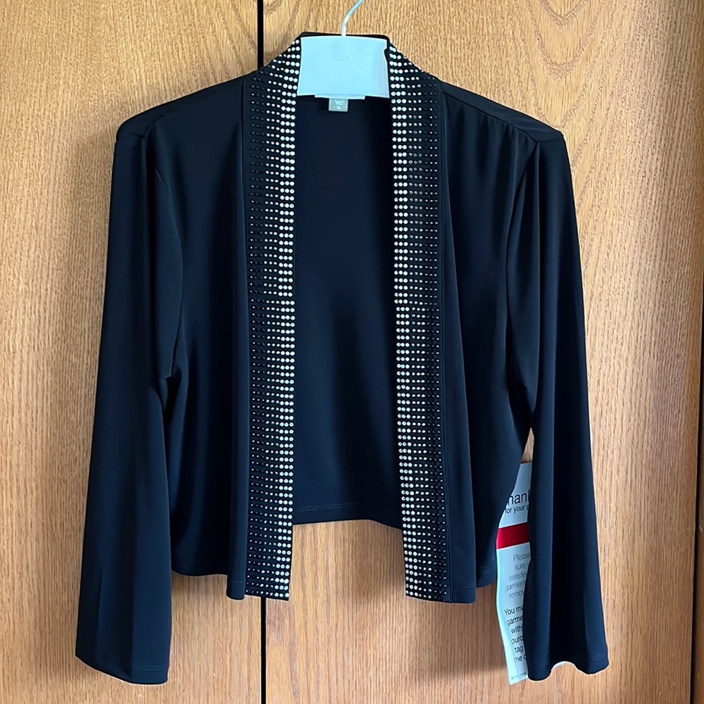 Cropped black sweater with some sparkle!